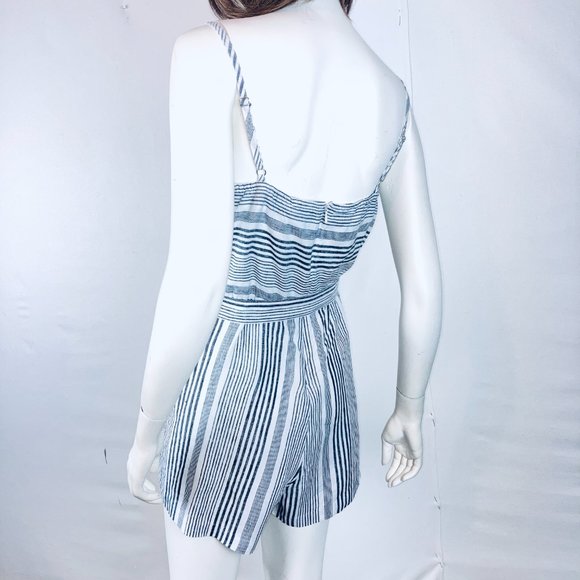 Cynthia Rowley Linen Striped Romper Size 6 - Picture 3 of 9